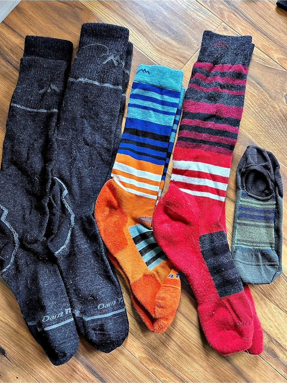 Darn Tough Striped Athletic Socks 5-Pair Lot